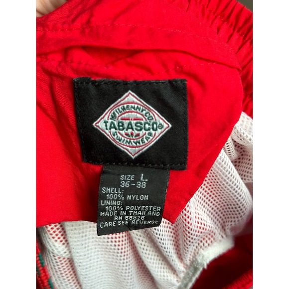 Tabasco Swim Trunk Shorts Elastic Waist Mesh Lined Flat Front Red Size L (36-38) - Picture 2 of 3